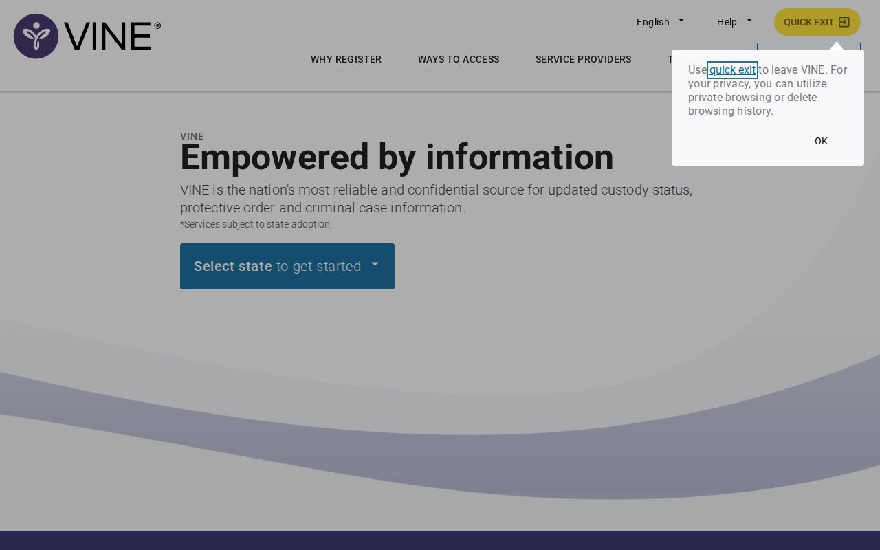 VINELink official custody search and notification service page for Florida