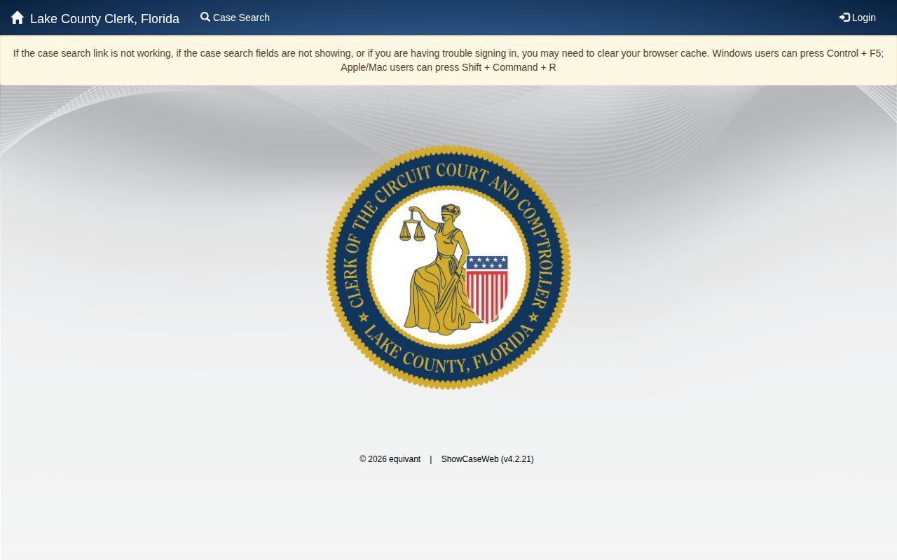 Lake County Clerk ShowCase public court-record search interface