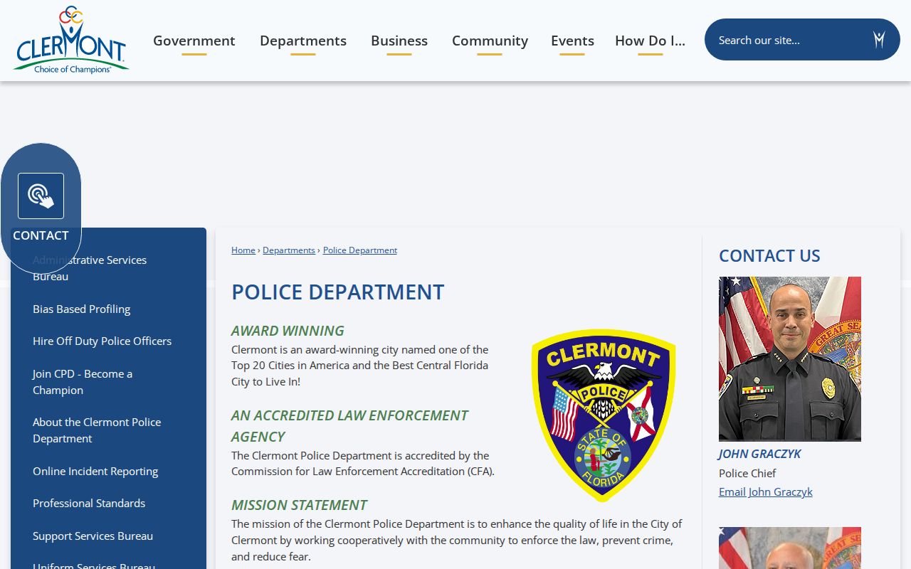 Official Clermont Police Department webpage