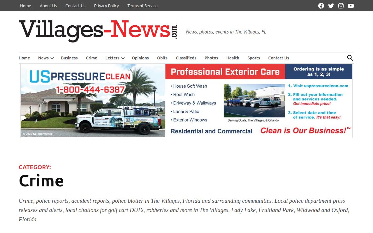 Villages-News crime section with selected Lake County area arrest and police stories